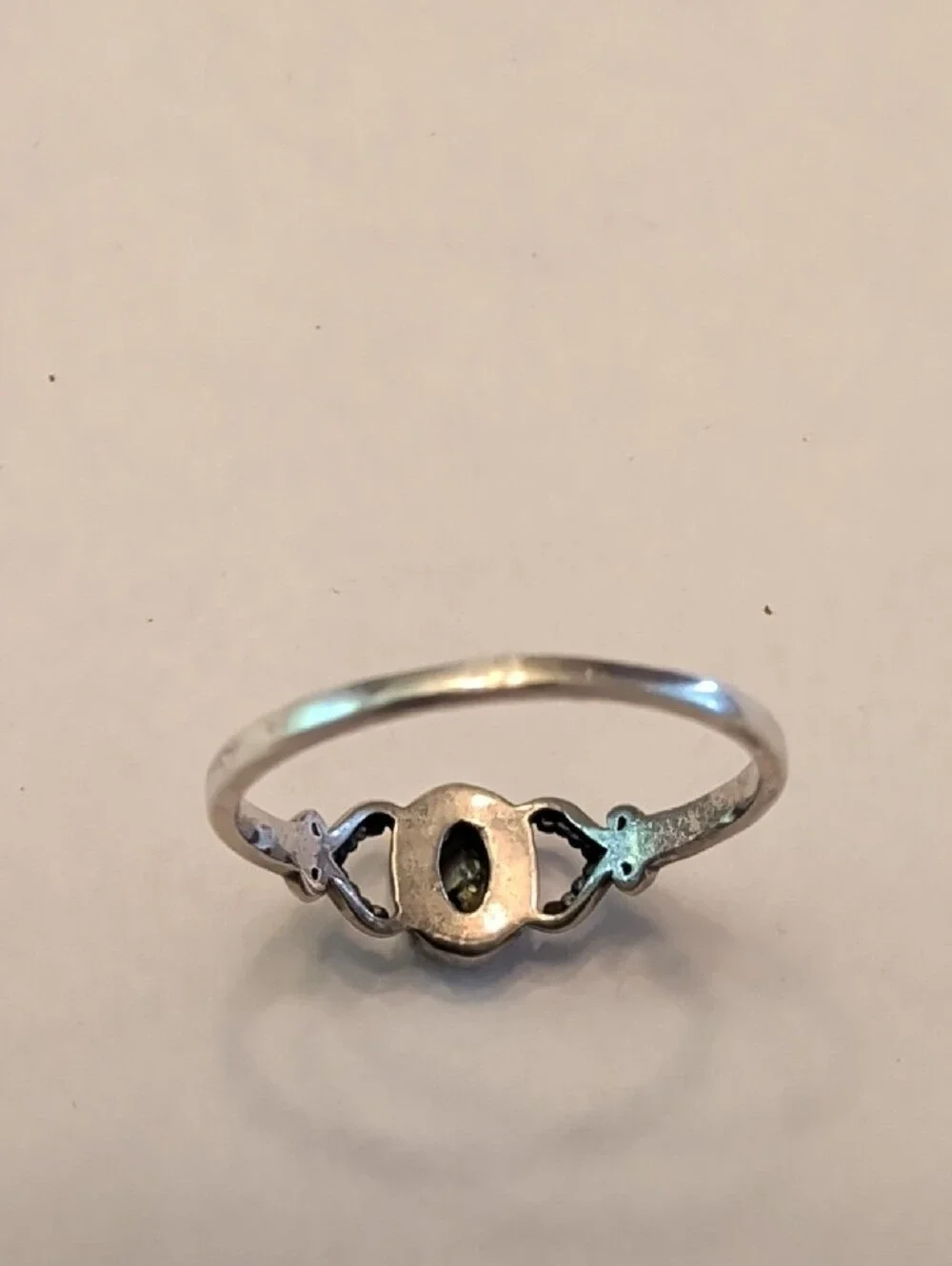 Sterling Silver Abalone Accent Ring - Iridescent Green